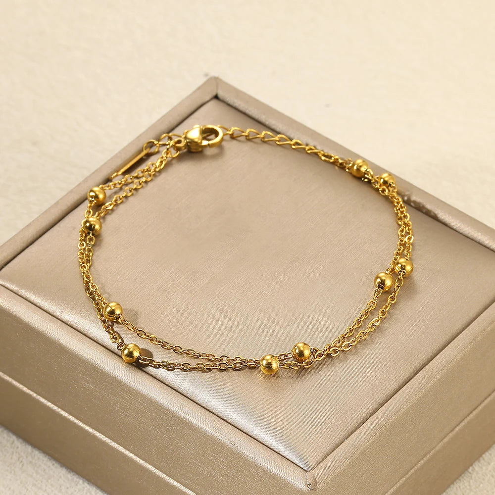 Women’s Stainless Steel Leaf & Heart Anklet