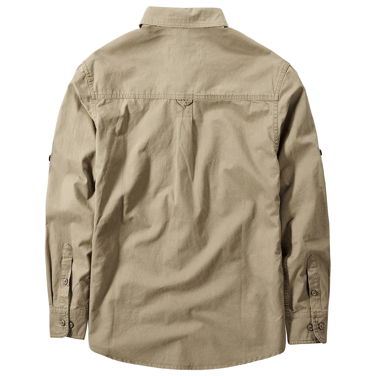 Men’s Cotton-Blend Long-Sleeve Cargo Shirt – Extended Sizes