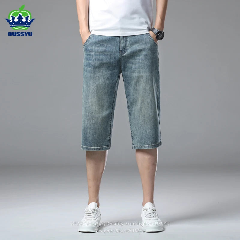 Men’s Baggy Denim Cargo Shorts – 3/4 Length