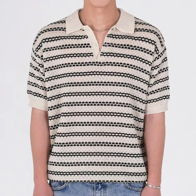 Polo de manga corta a rayas para hombre