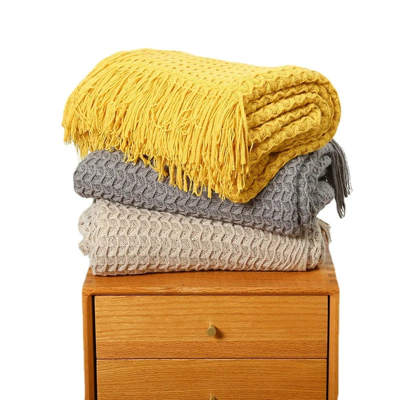 Nordic Knitted Tassel Throw Blanket