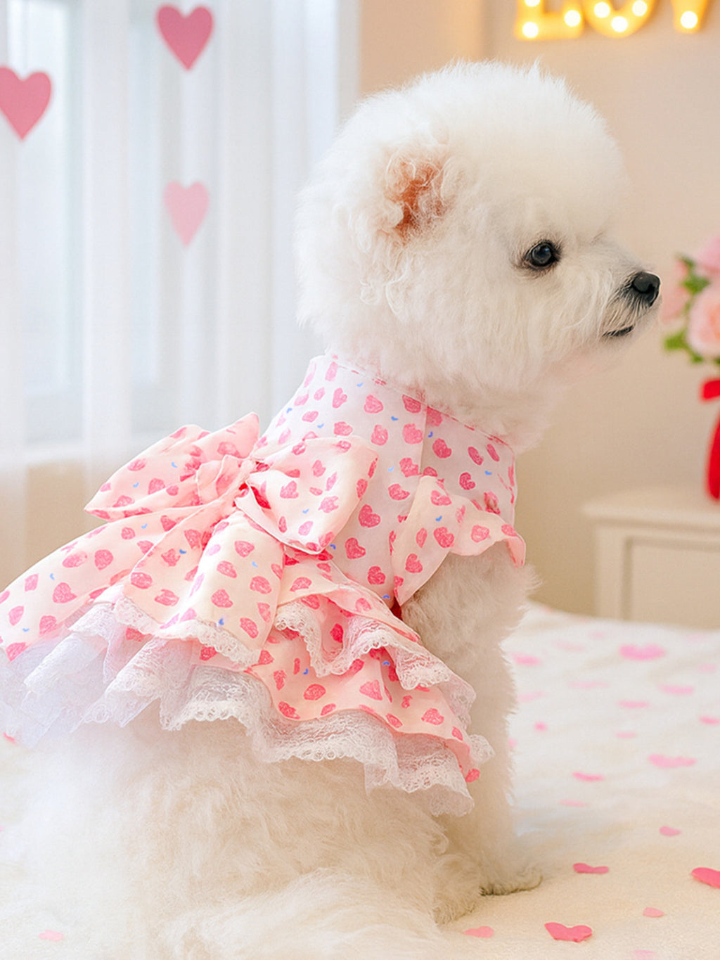 Bow printed pet dress from Trendsi featuring a stylish design and comfortable fit for small dogs or pets.