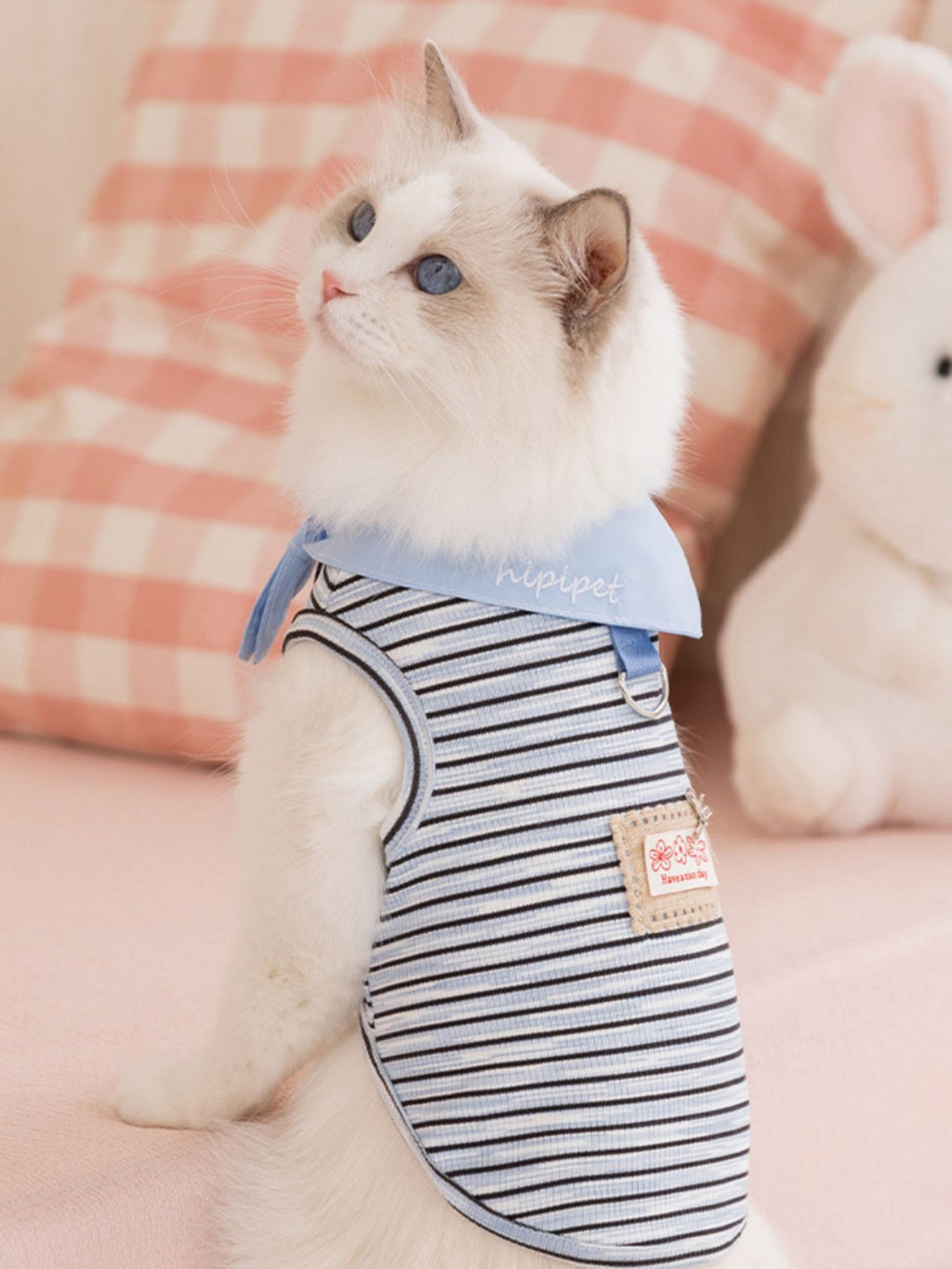 Striped tied pet top from Trendsi featuring a colorful, lightweight design perfect for small dogs or cats.