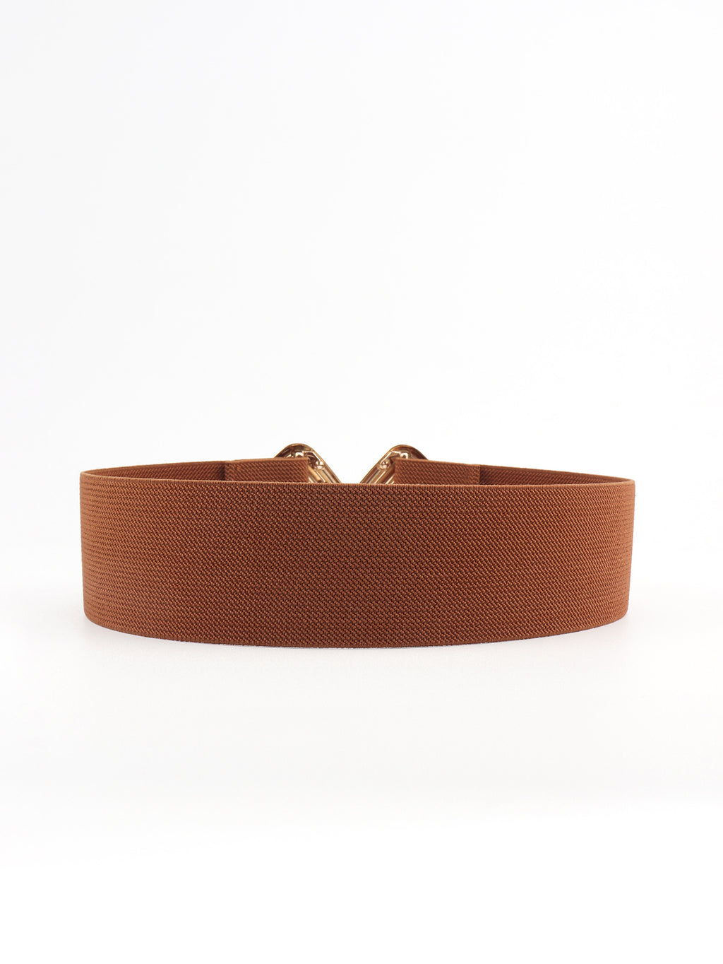 Elastic wide belt with geometric buckle from Trendsi, featuring a modern design and adjustable fit.