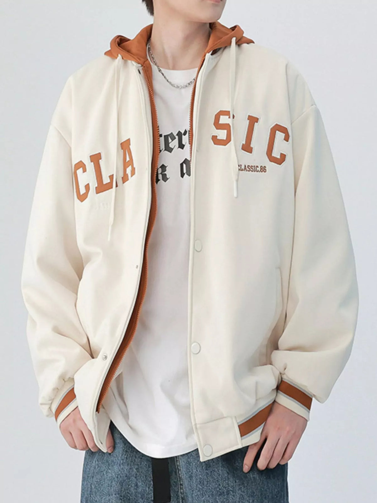 Men's plus size snap-down drawstring hooded jacket, view 6