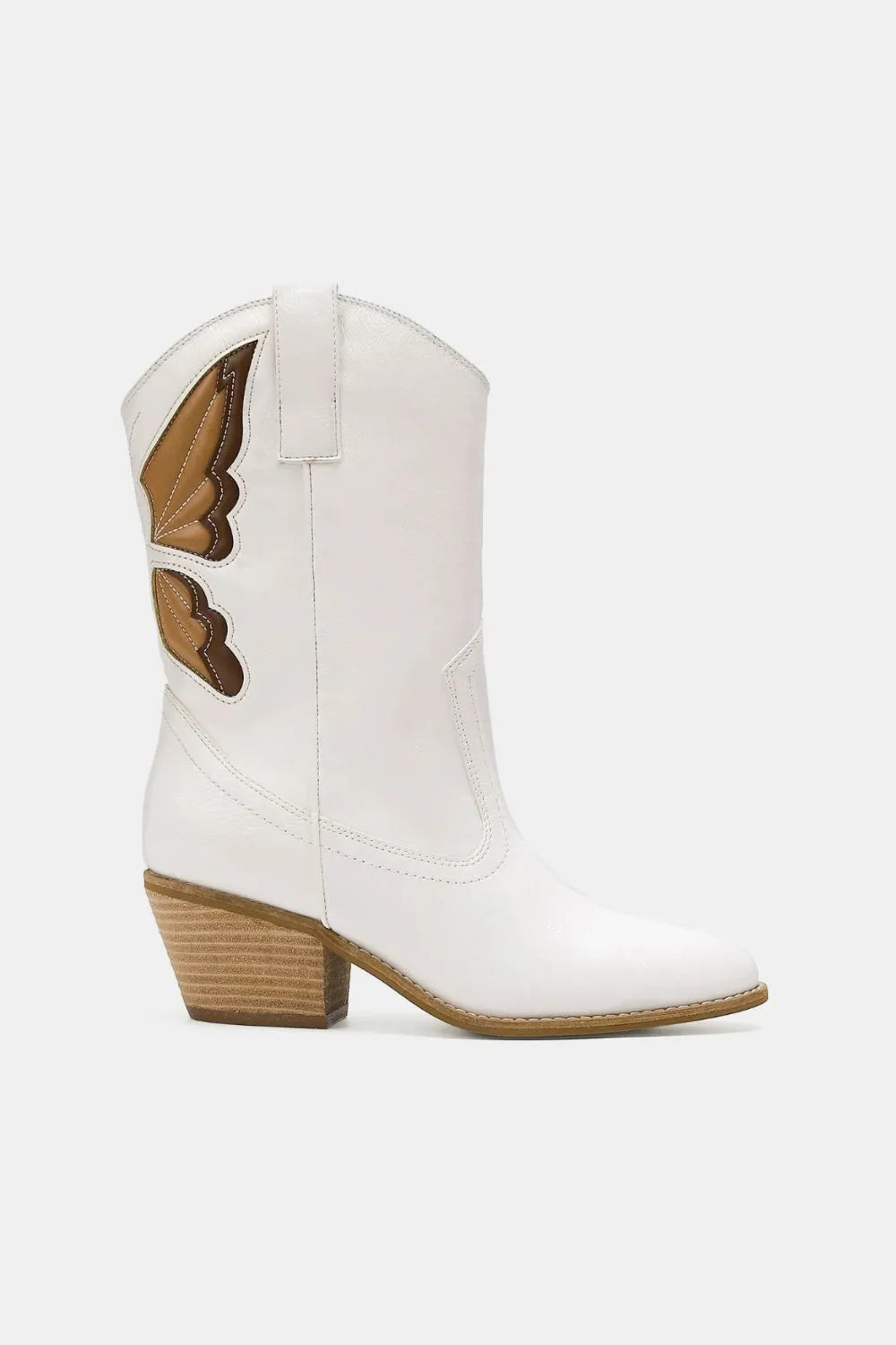 Beast Fashion butterfly cut detail point toe boots with stylish design and sleek silhouette, perfect for trendy footwear.