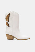Beast Fashion butterfly cut detail point toe boots with stylish design and sleek silhouette, perfect for trendy footwear.
