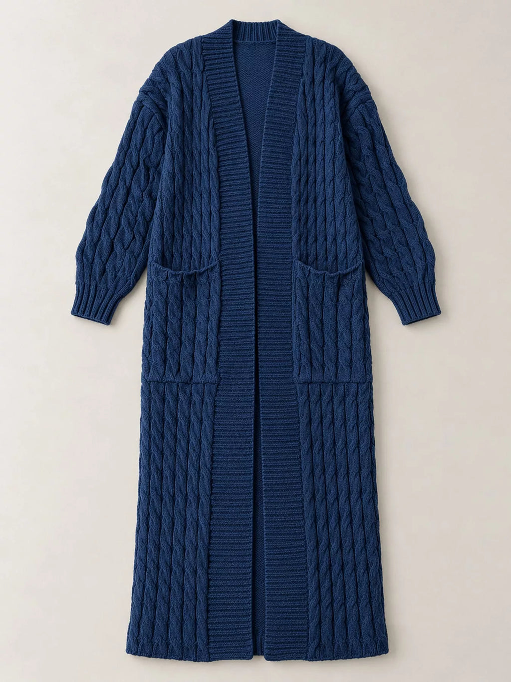 Cable knit longline open-front cardigan, view 30