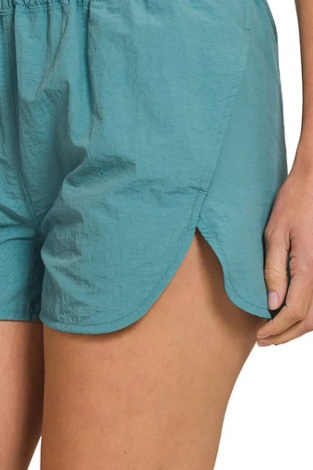 Zenana windbreaker running shorts with smocked waistband, lightweight athletic shorts for active wear