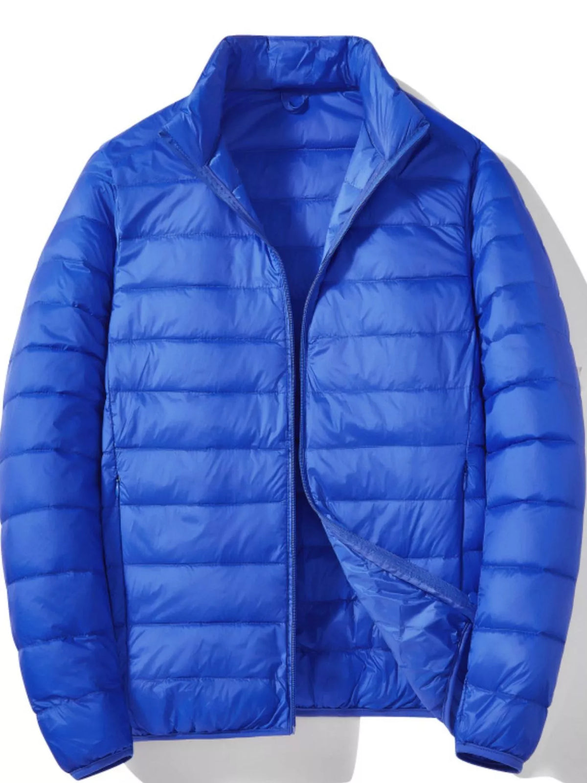 Men's plus size lightweight zip-up puffer jacket, view 5