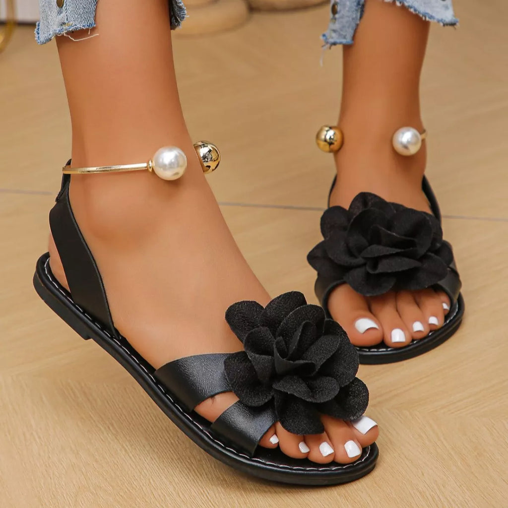 Trendsi flower open toe sandals featuring floral embroidery and a comfortable sole, perfect for casual summer wear.