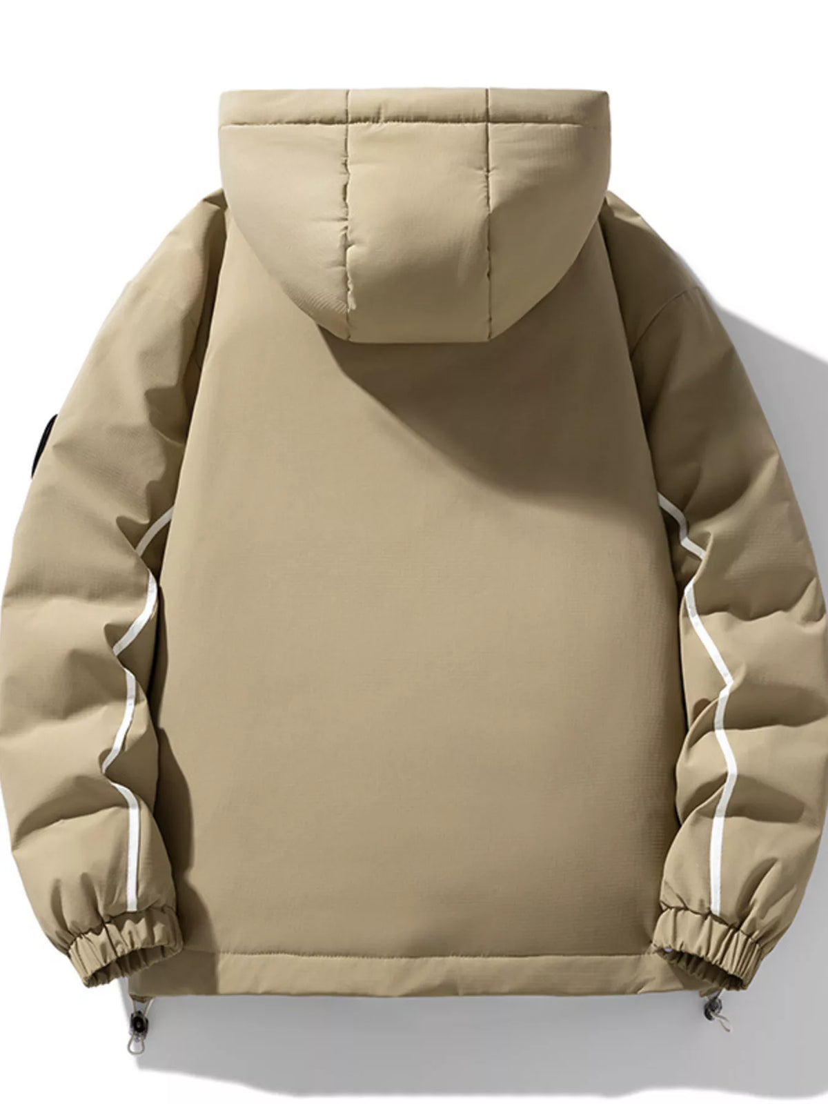 Men's plus size thick contrast hooded puffer jacket, view 4