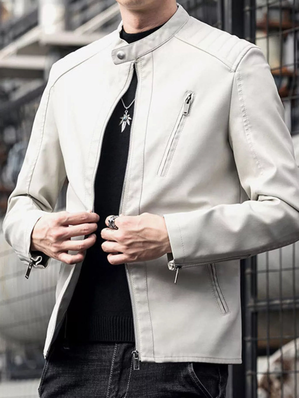 Men's plus size zip-up long sleeve jacket, view 8