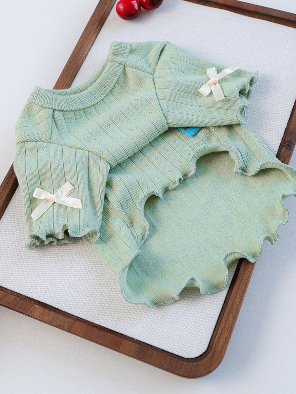 Ribbed pet top with sweet bear patch from Trendsi, featuring a cozy design for small dogs or cats.