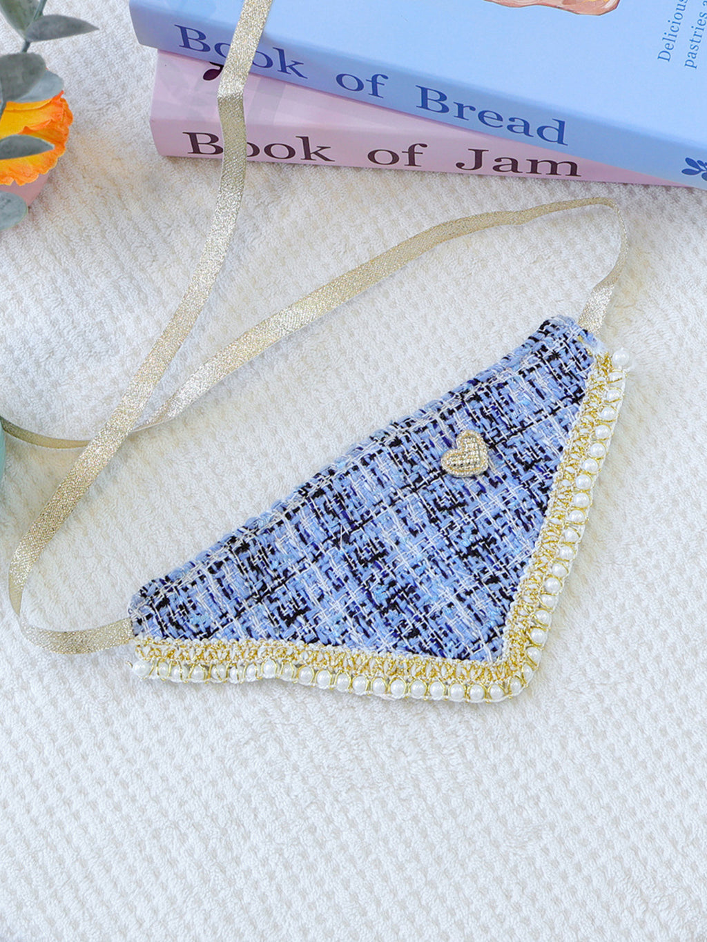 Triangle tweed pet scarf by Trendsi featuring a classic plaid pattern and stylish design for pets.