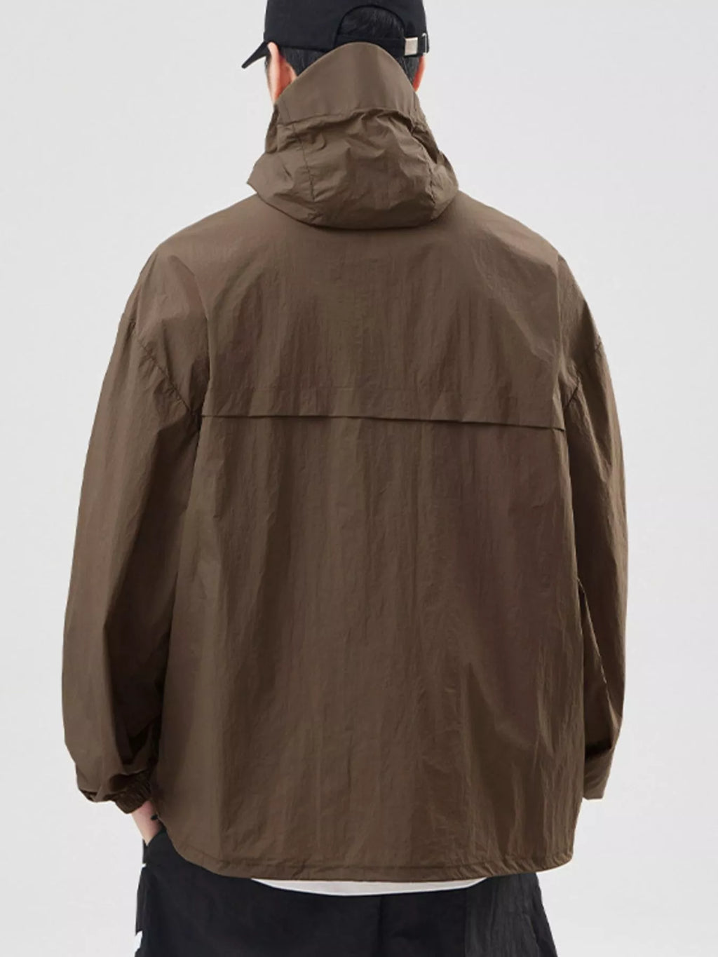 Men's plus size lightweight hooded windbreaker jacket, view 8