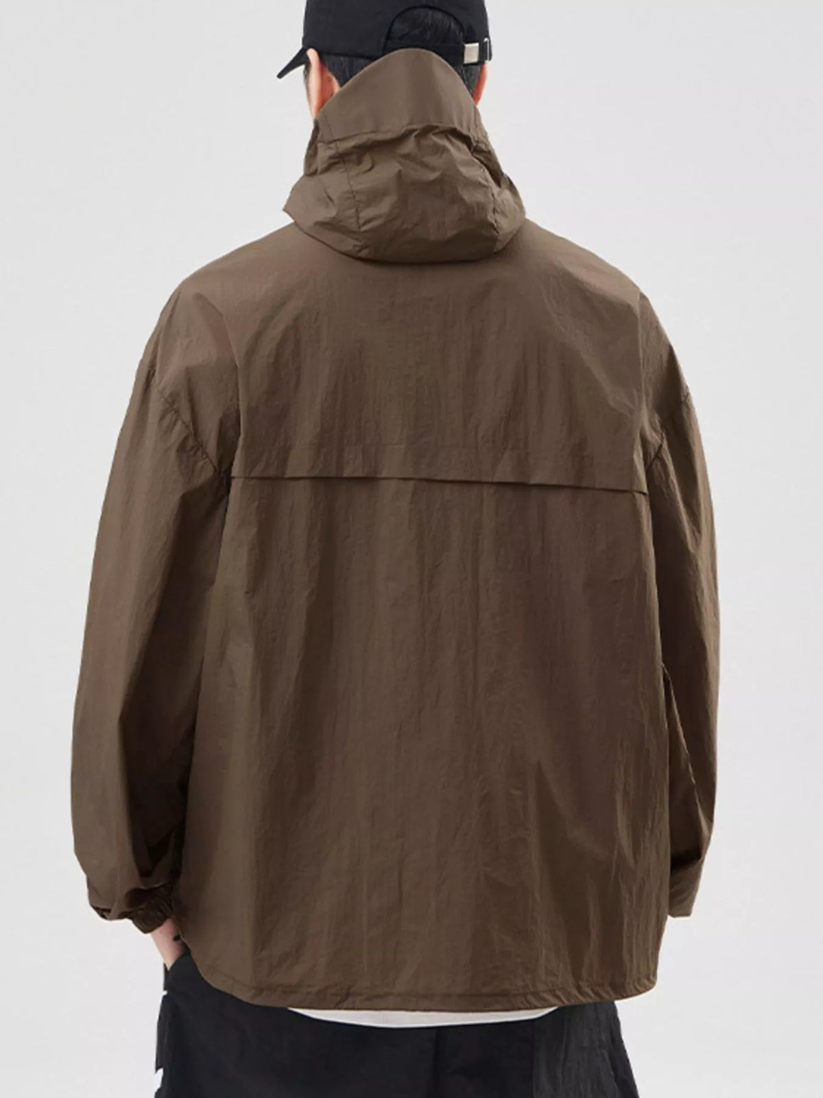 Men's plus size lightweight hooded windbreaker jacket, view 8