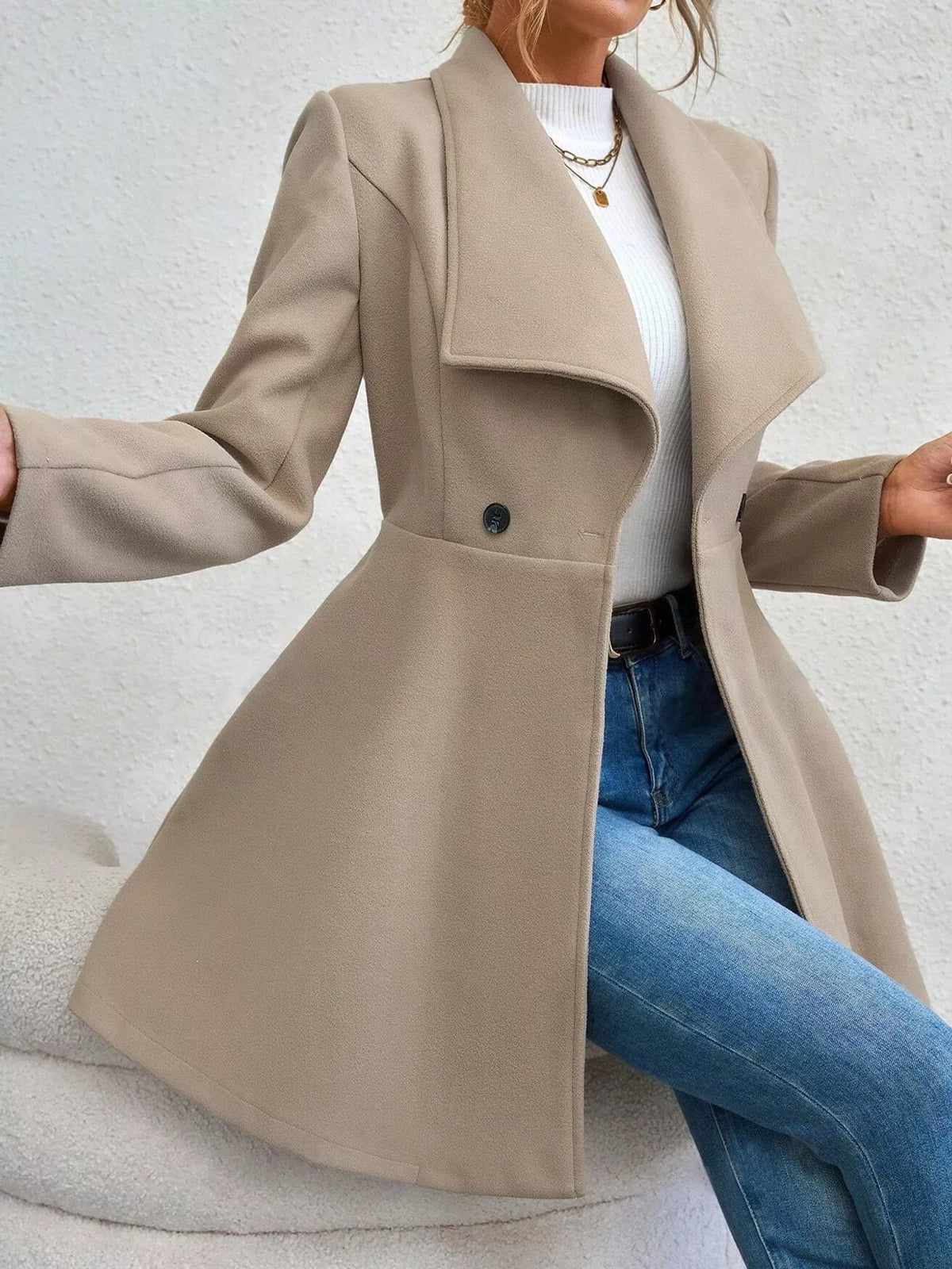 Double-breasted slim fit coat, view 2