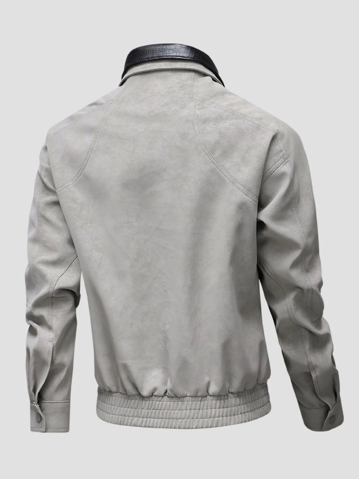 Men's plus size faux leather full-zip bomber jacket, view 5