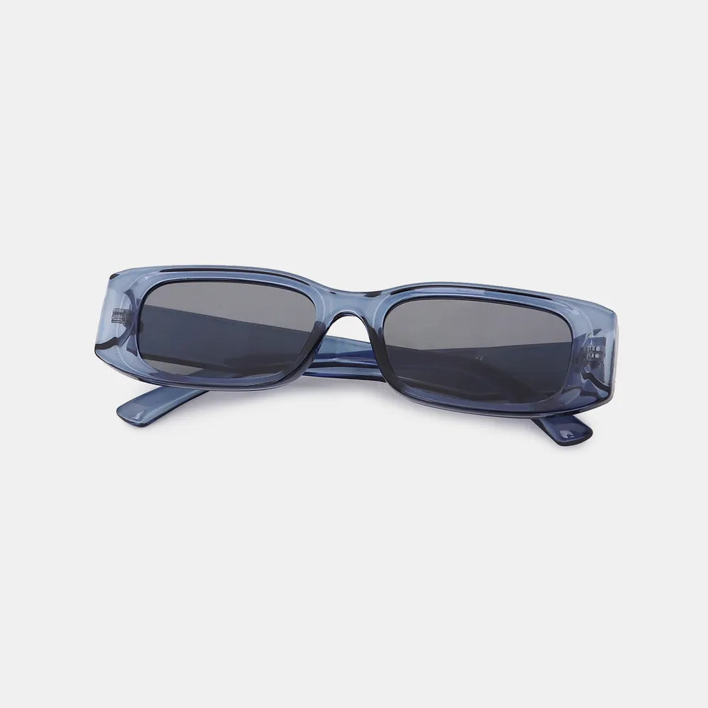Polycarbonate frame rectangle sunglasses with black lenses, trendy design, from Trendsi.