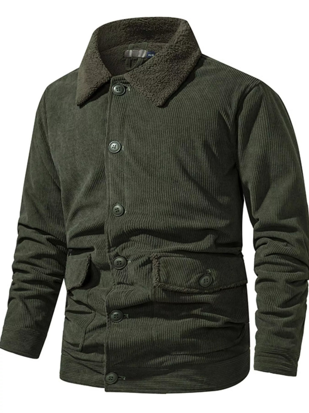 Men's sherpa-lined corduroy button-up jacket, view 9