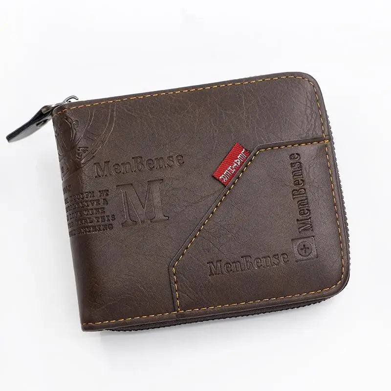 Men's PU Zipper Coin & Card Wallet