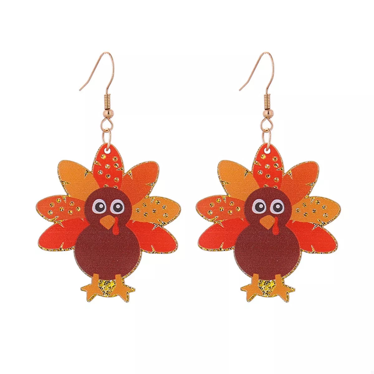 Thanksgiving turkey dangle earrings, view 5