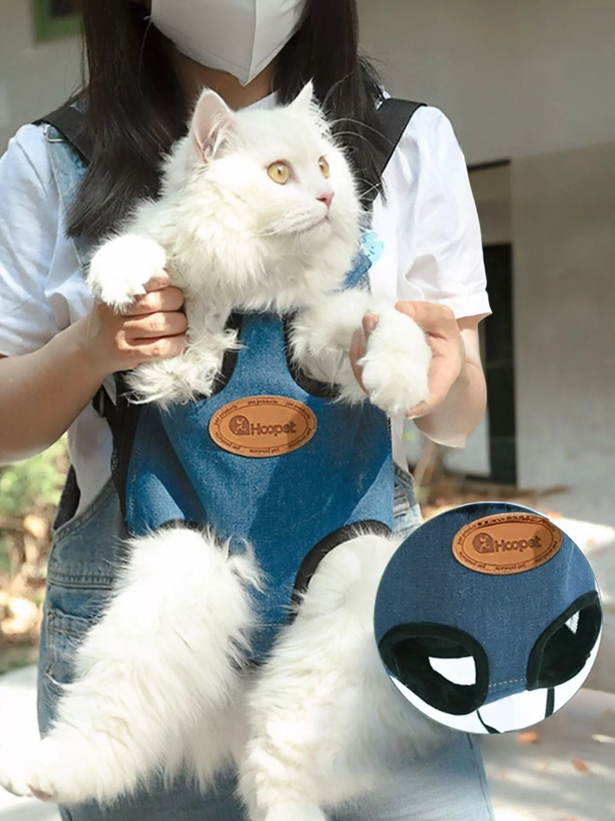 Adjustable straps pet carrier backpack by Trendsi, showing a comfortable, lightweight design with breathable mesh for small pets.