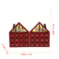Red wooden house Christmas advent calendar with 24 drawers