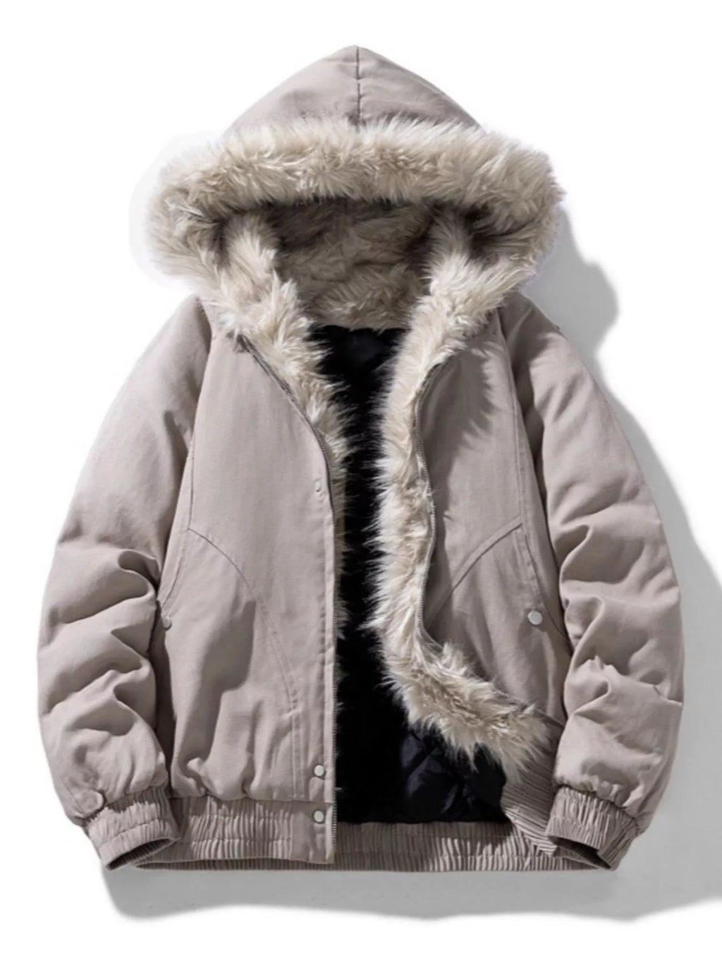 Men's plus size thick hooded zip-up winter coat