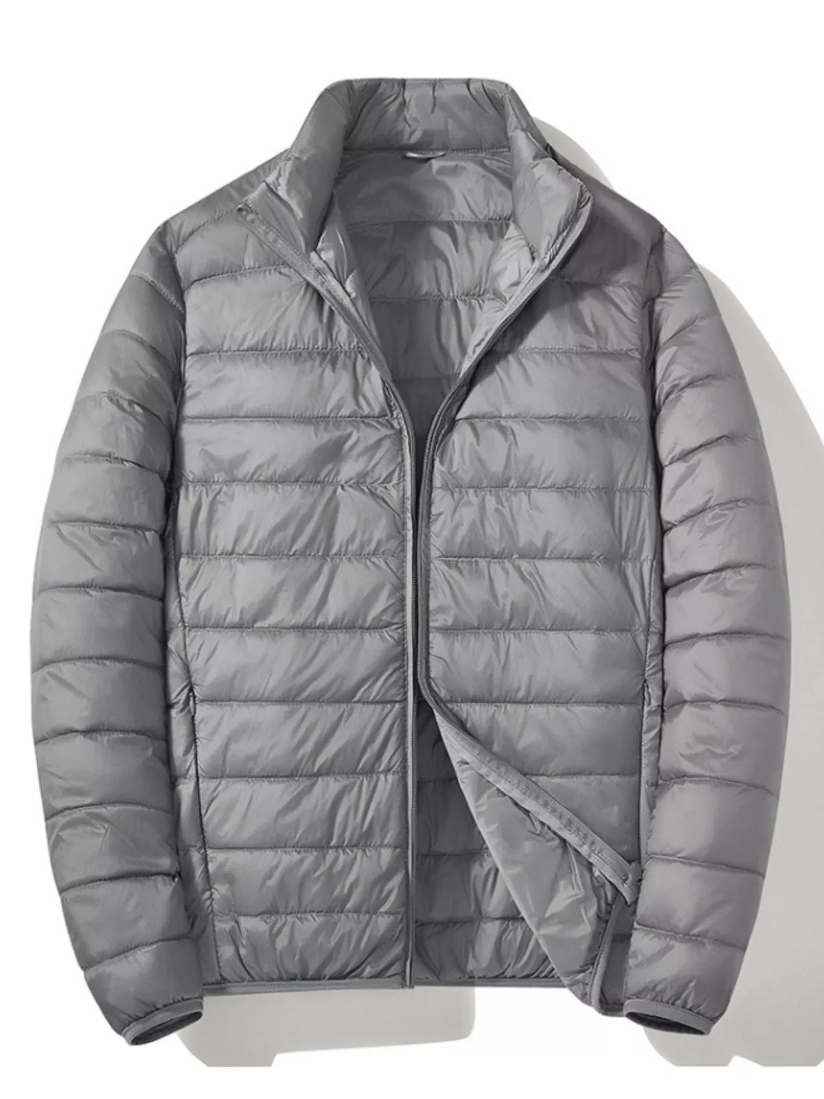 Men's plus size lightweight zip-up puffer jacket, view 6