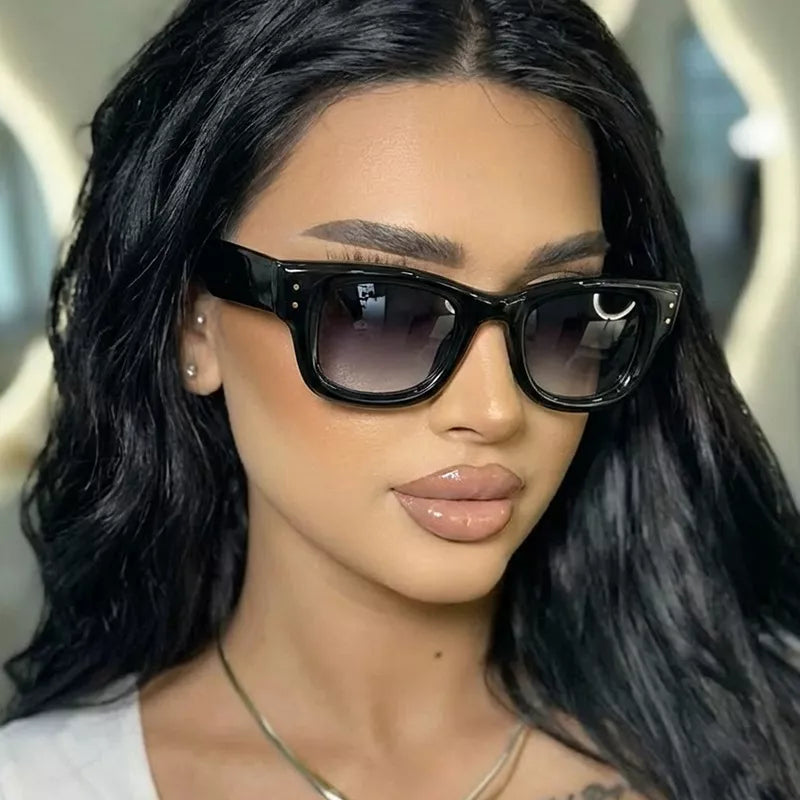 Oversized rectangular gradient lens sunglasses by Trendsi with dark-to-light tinted lenses and bold frame design.