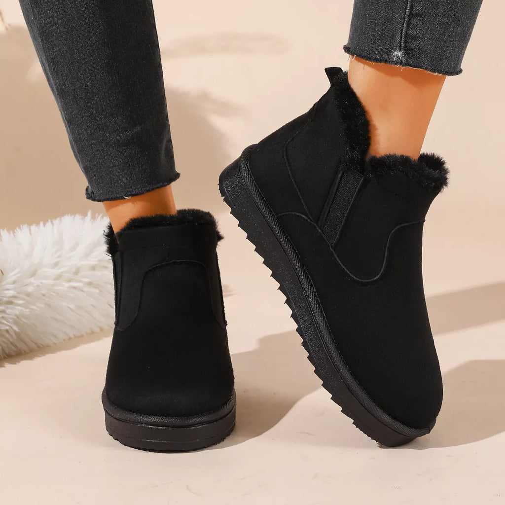 Plush lined flat winter ankle boots, view 8