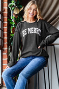Heimish ribbed long sleeve T-shirt with exposed seam, black color, fitted style, and crew neckline, casual and comfortable fit.