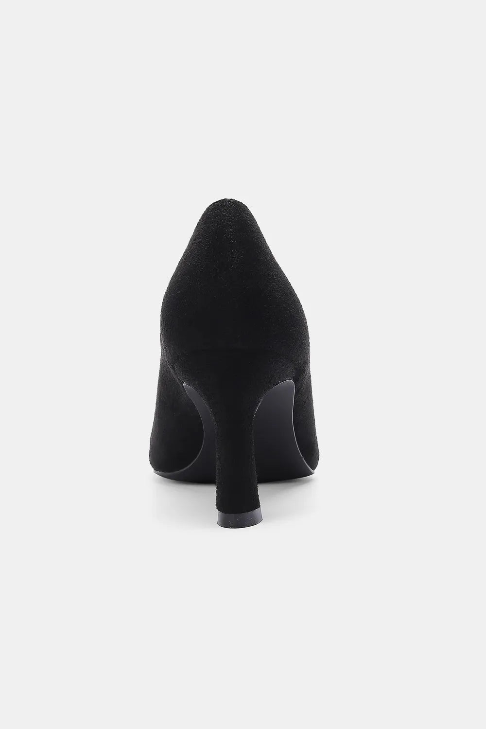 Beast Fashion faux suede point toe pumps in black with a sleek silhouette, featuring a stylish heel for dressy occasions.