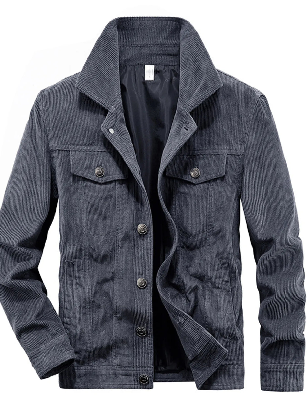 Men's plus size classic corduroy button-down jacket, view 3