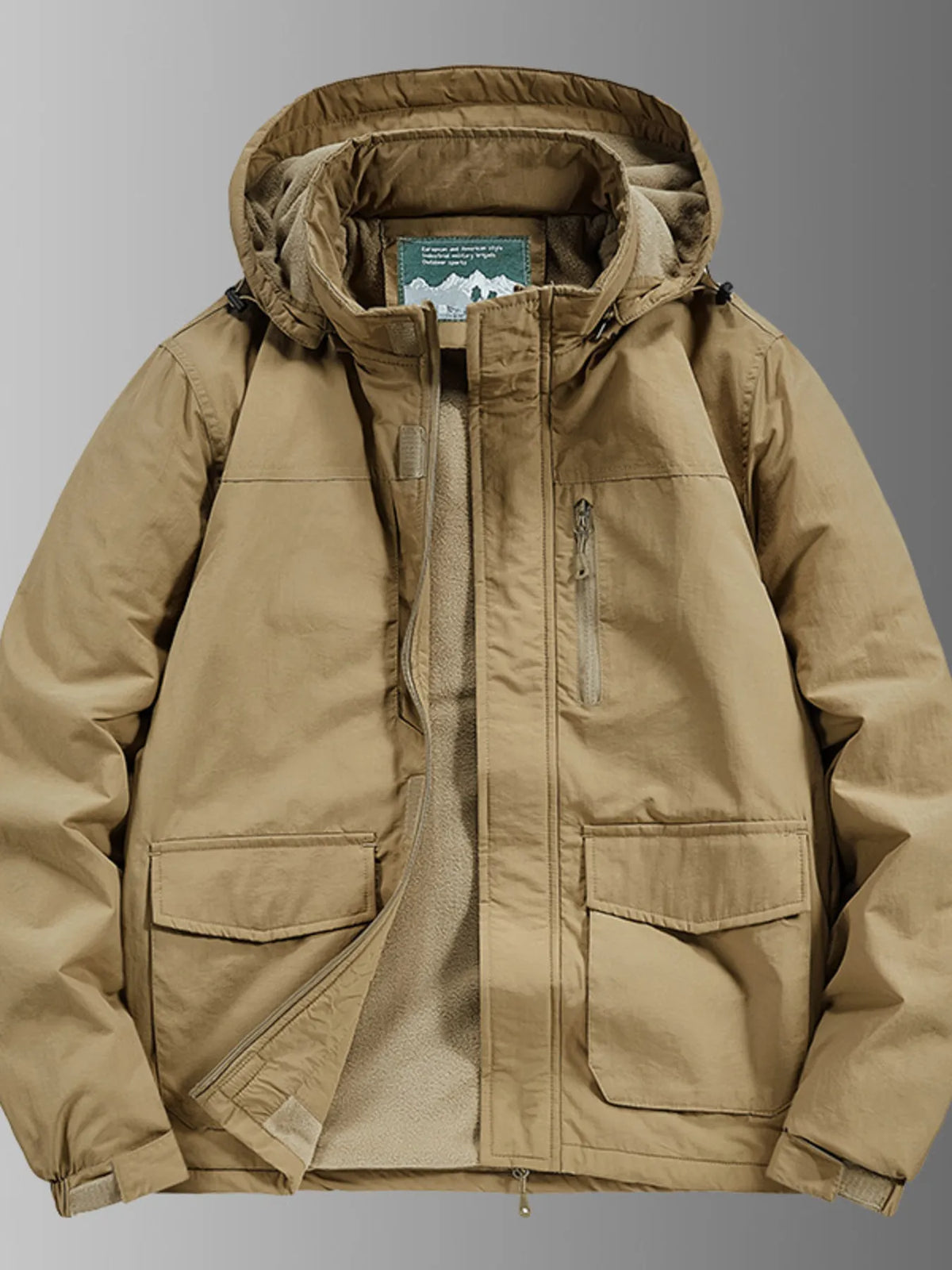 Men's plus size thick hooded outdoor jacket, view 3
