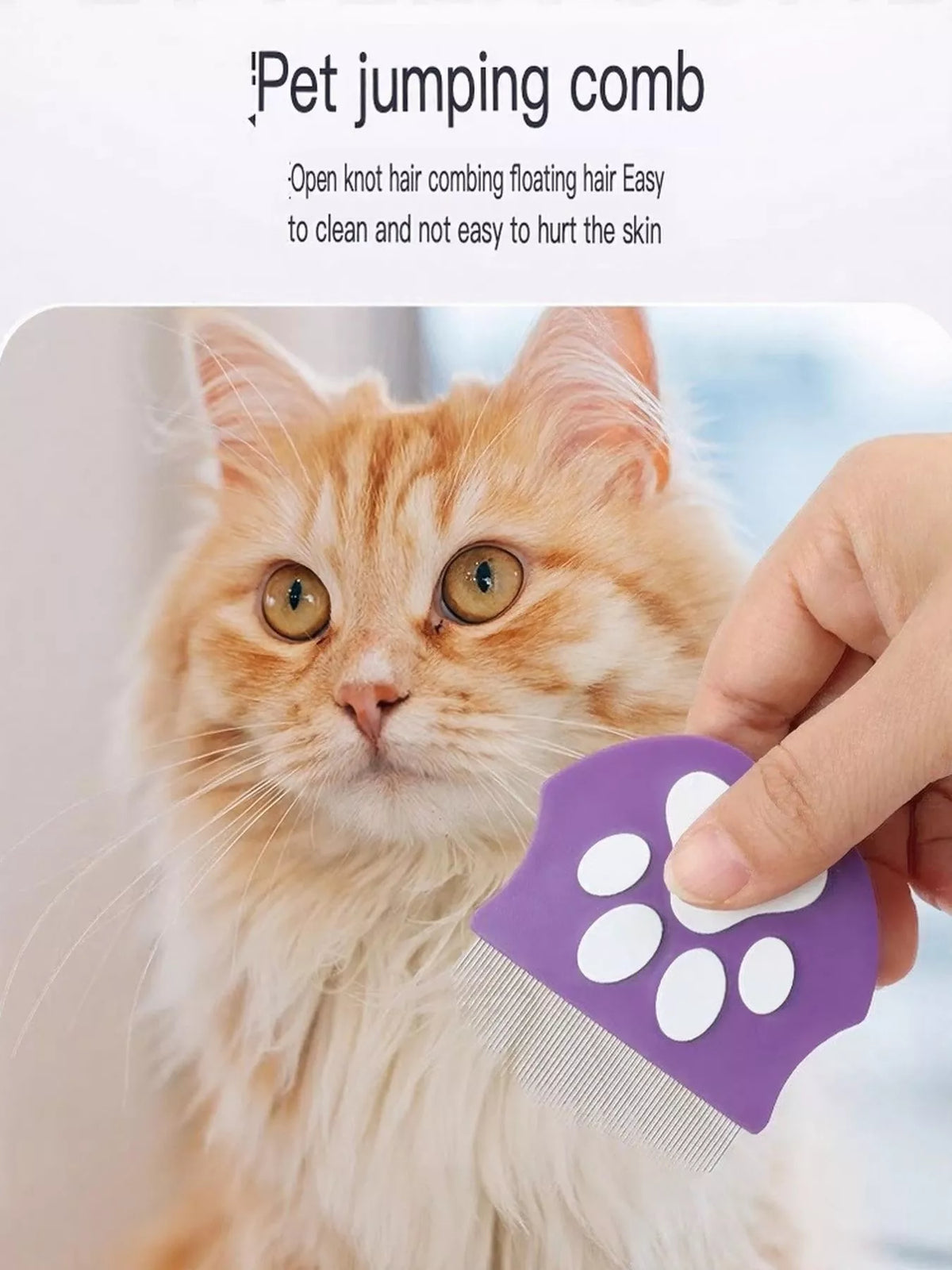 Pet facial detail comb by Trendsi, showing fine teeth for precise grooming of pet's face and facial area.