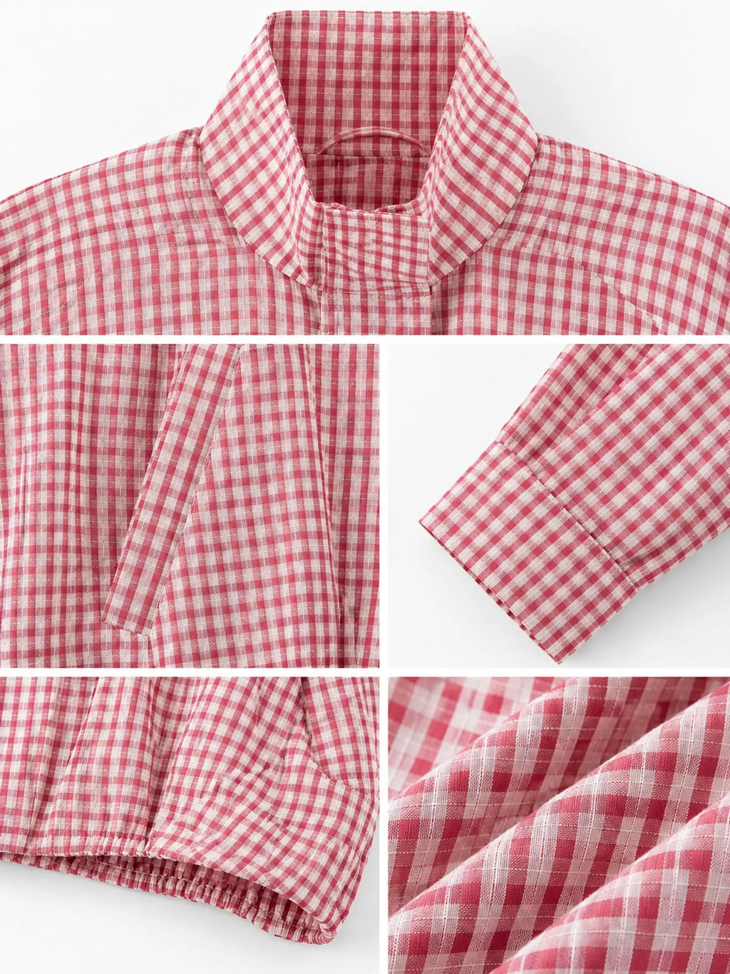 Plaid stand collar cropped jacket, view 26