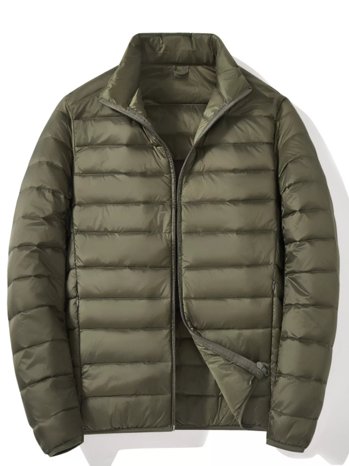 Men's plus size lightweight zip-up puffer jacket, view 2