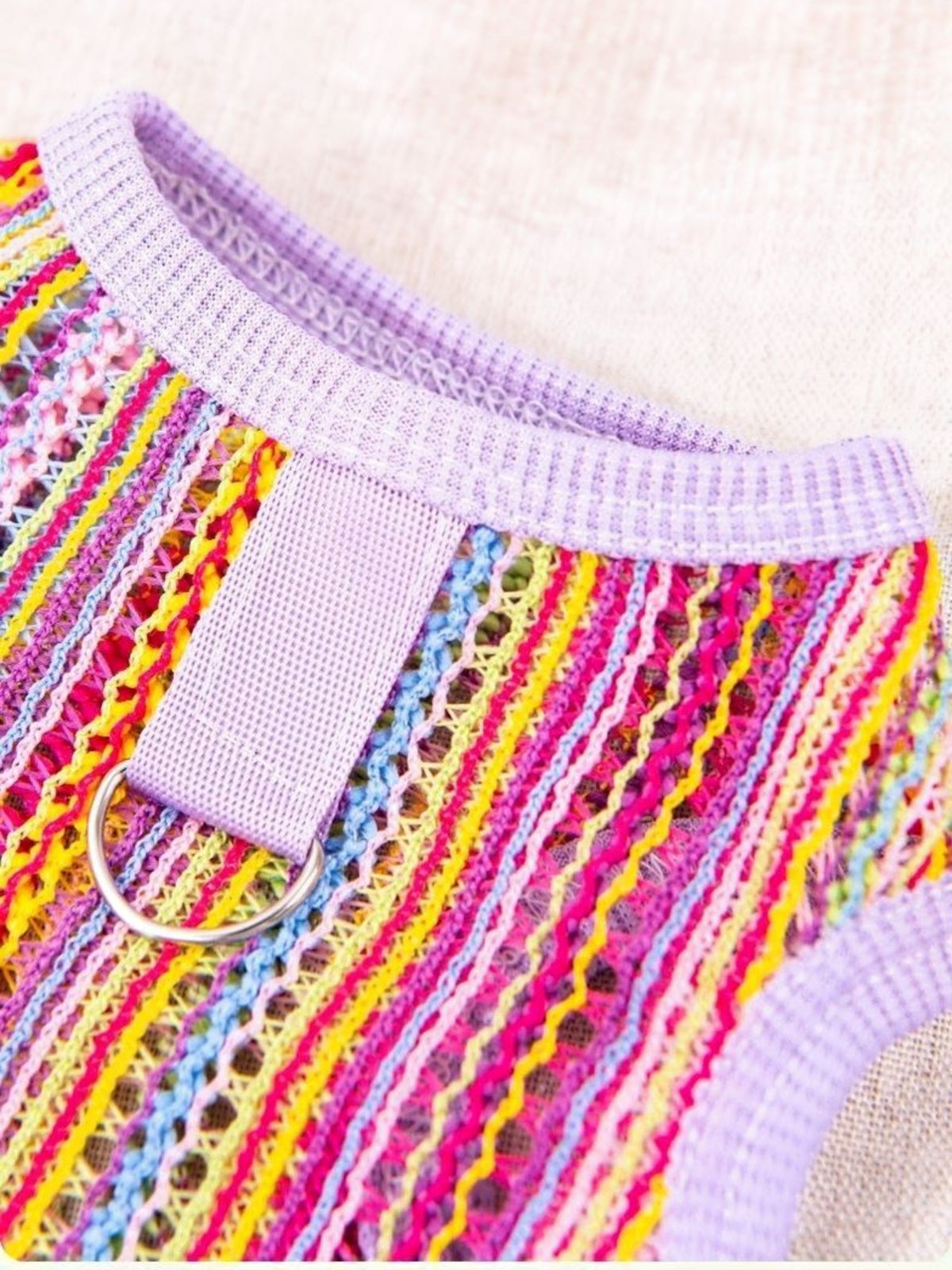 Breathable crochet knit pet top by Trendsi, lightweight and stylish for small dogs or cats, with a cozy, textured design.