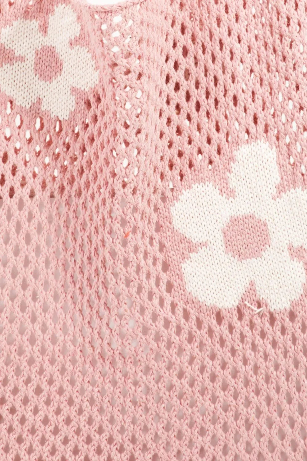 Fame Flower knitted shoulder bag by Trendsi featuring colorful floral knit pattern and sturdy shoulder strap.
