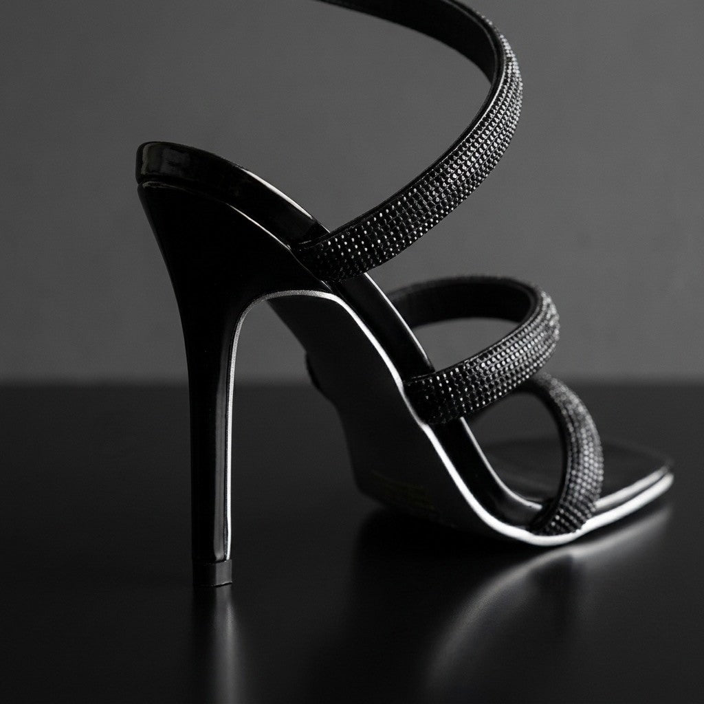 Rhinestone wrap-style women's heels for evening and dress occasions