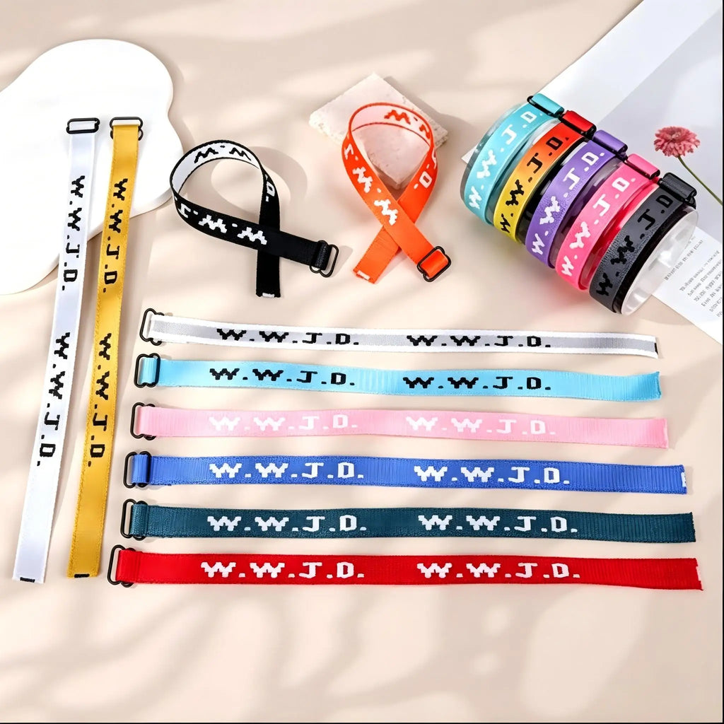 WWJD Nylon Bracelet Pack – 10 or 20 Pieces