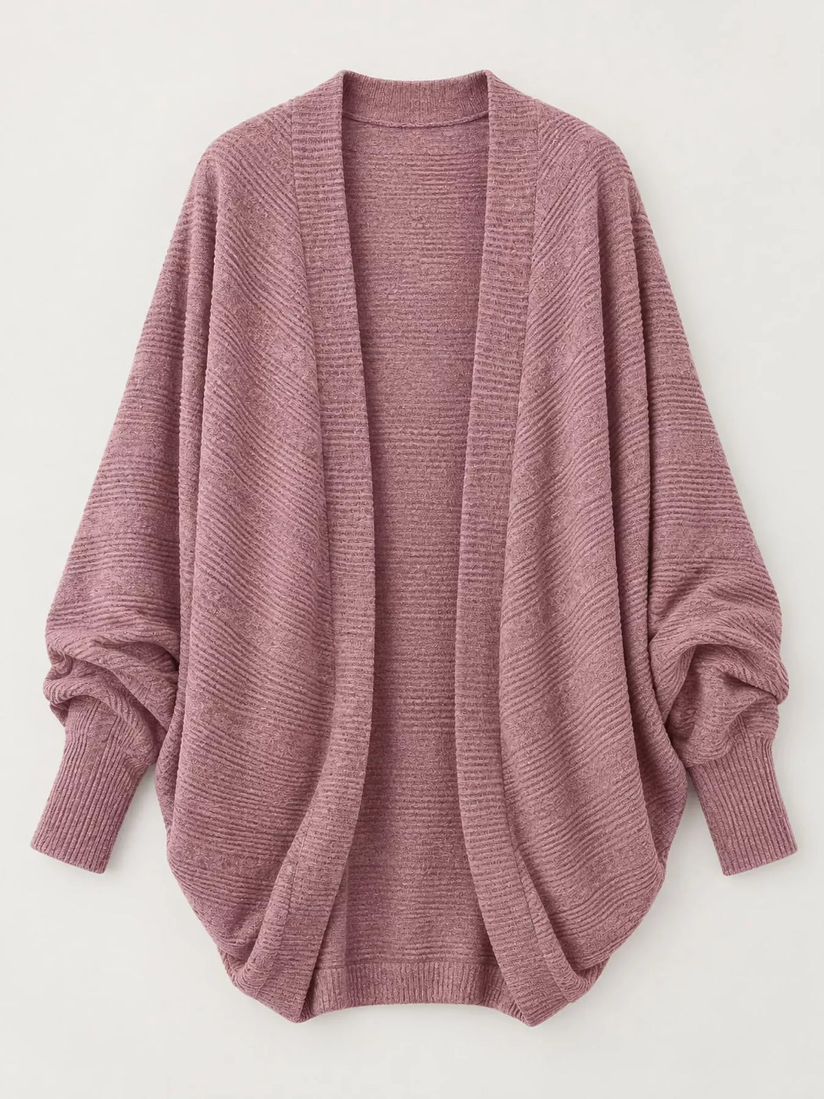 Open-front ribbed batwing sleeve cardigan, view 13