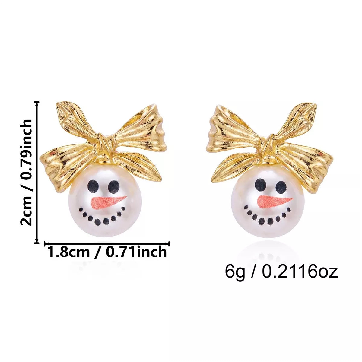 Christmas theme earrings with pearl and zircon, view 3
