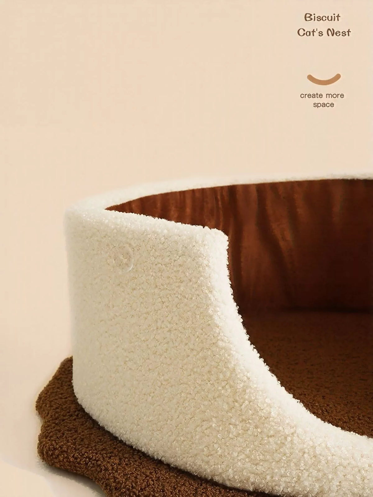 Trendsi Biscuit Style Pet Nest with soft, plush fabric and cozy design for small pets like cats and small dogs.