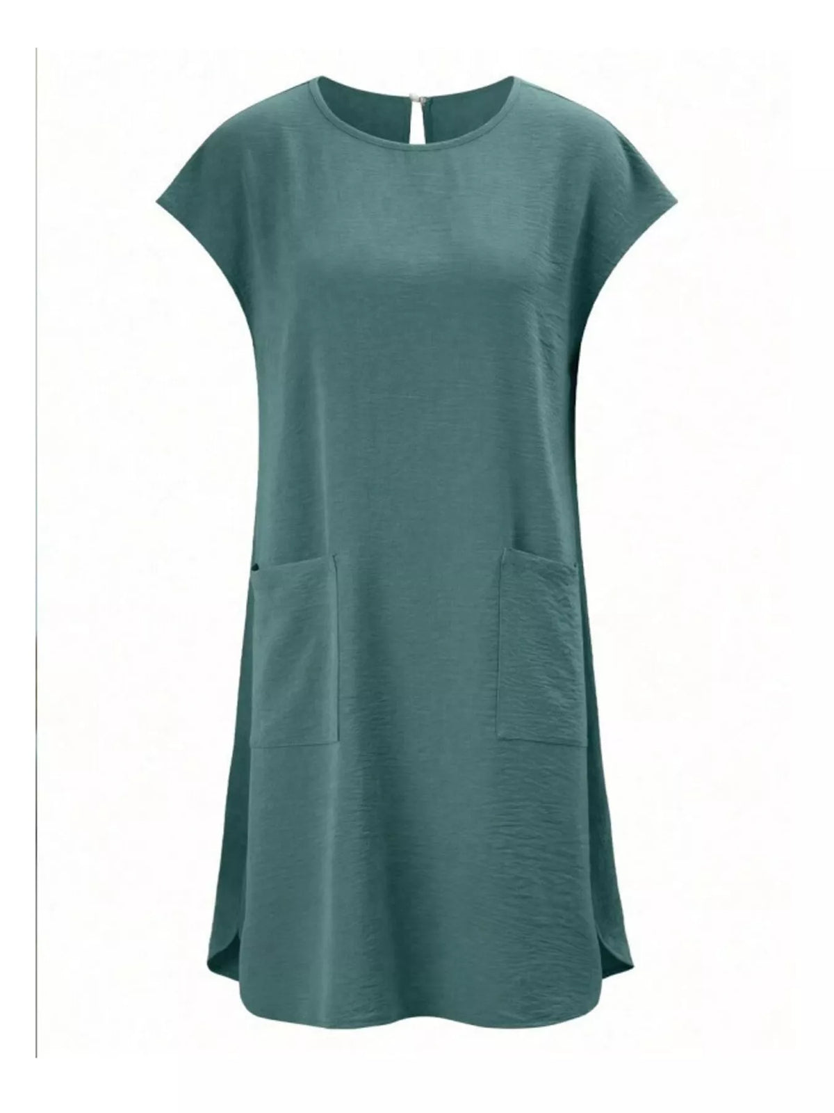 Loose fit T-shirt dress with pockets by Trendsi, featuring a casual style and comfortable fabric, shown on a model.