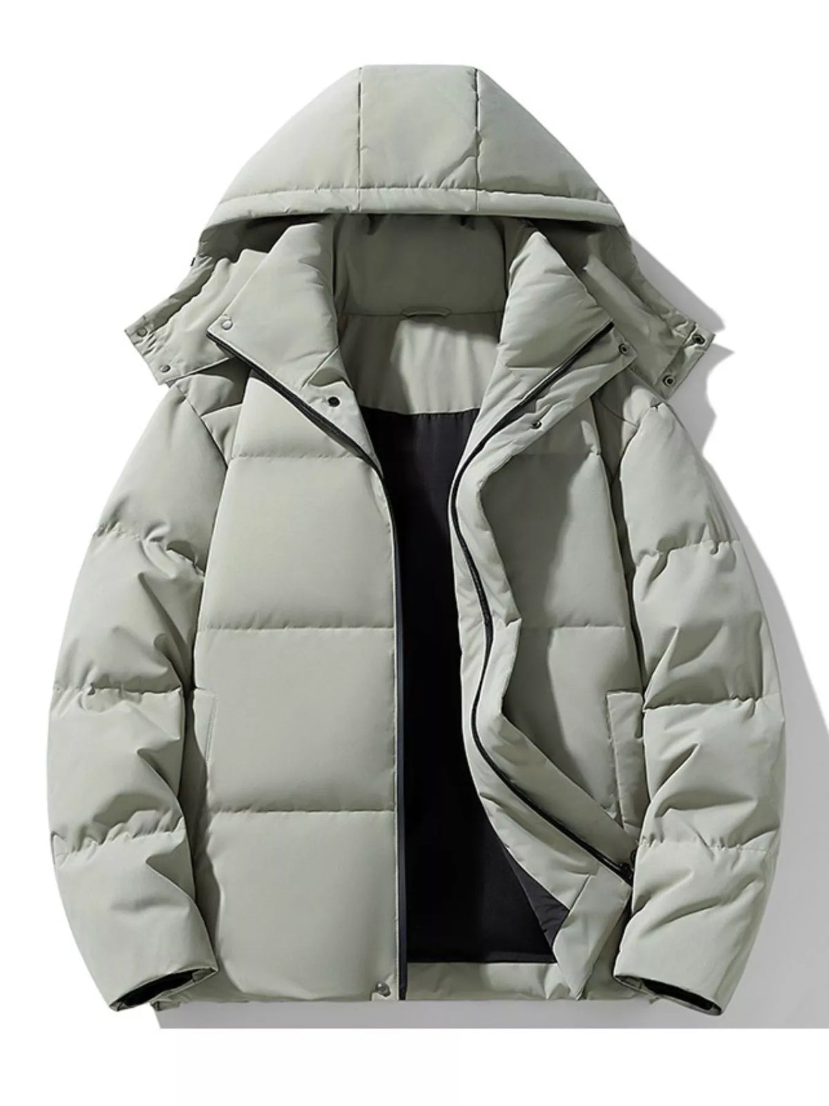Men's plus size hooded padded winter puffer jacket, view 5