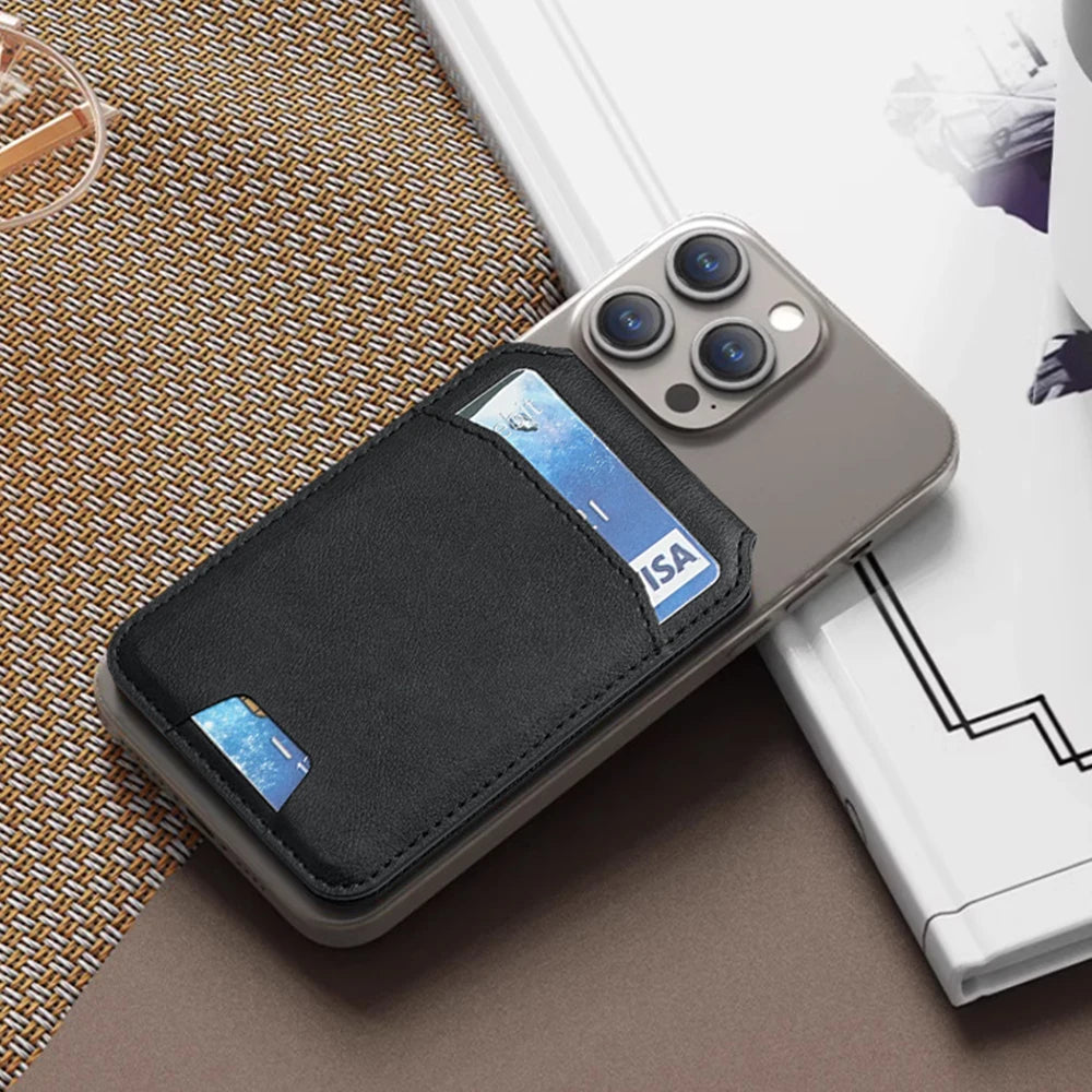 Magnetic Leather Phone Card Wallet